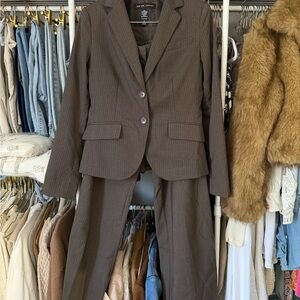 New York & Company Chocolate Pinstripe Suit